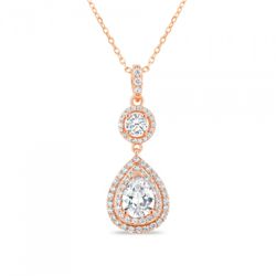 Rose Gold plated Sterling Silver Teardrop CZ Pendant w/chain Rose Gold plated Sterling Silver Teardrop CZ Pendant w/chain